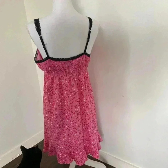 Pink cherry & heart print lace cami dress. - Picture 4 of 4